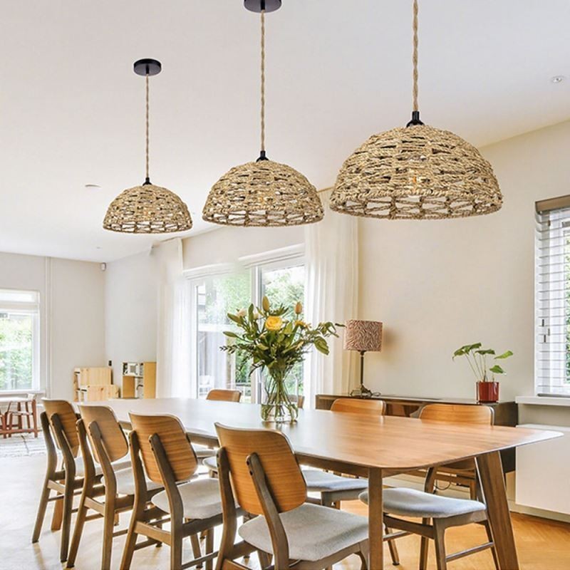 Abajur din frânghie din hârtie țesătă manual 30cm