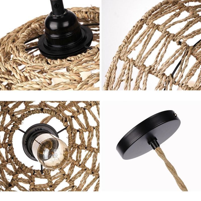 Abajur din frânghie din hârtie țesătă manual 30cm