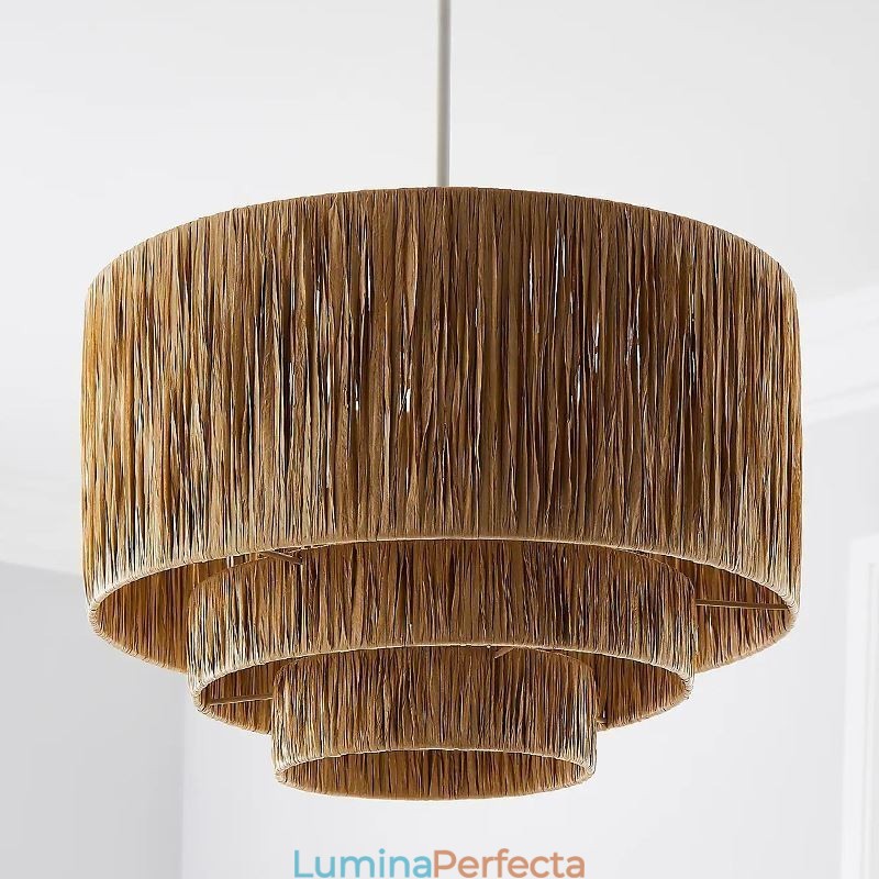 Lampă suspendată Retro Country, cu mai multe straturi, abajur de frânghie din hârtie Lampă de tavan