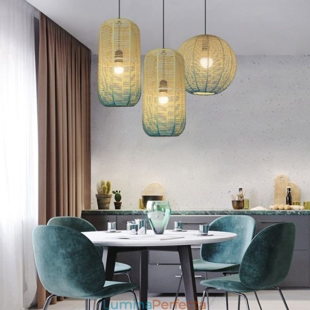 Lampă suspendată din frânghie din hârtie Country Retro Gradient Blue Plafoniera