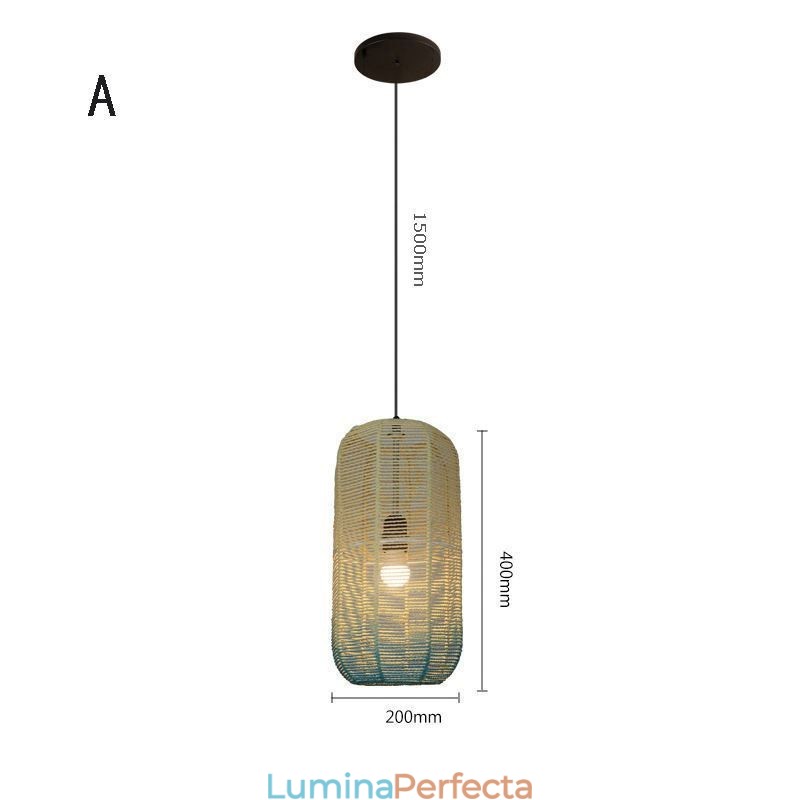 Lampă suspendată din frânghie din hârtie Country Retro Gradient Blue Plafoniera