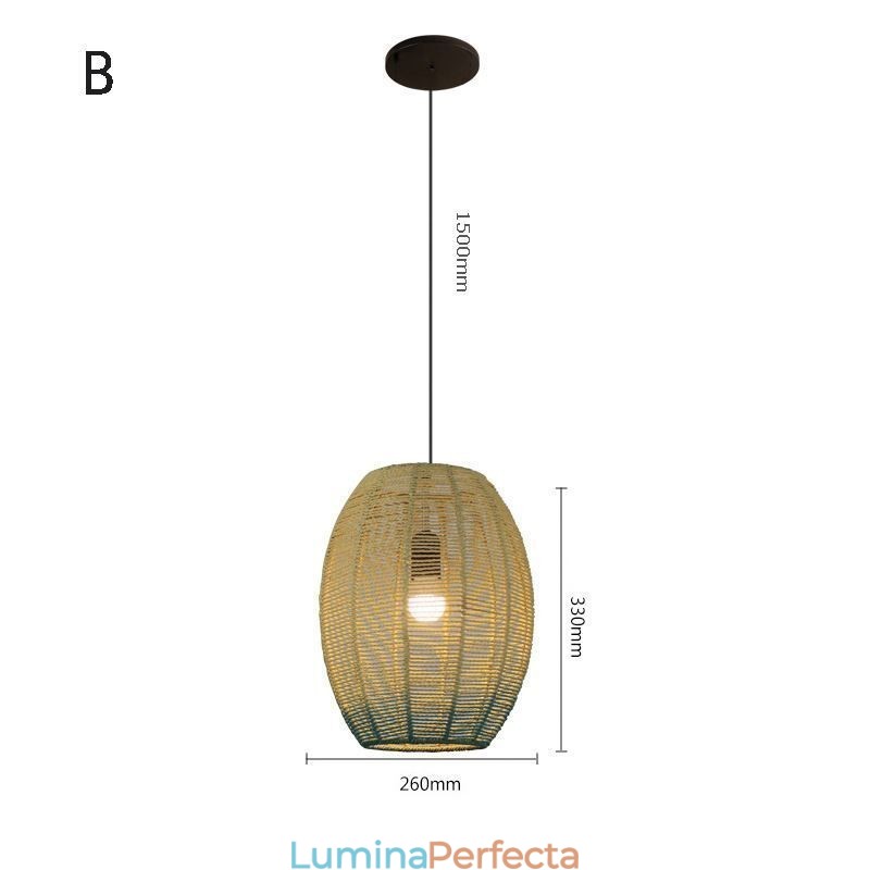 Lampă suspendată din frânghie din hârtie Country Retro Gradient Blue Plafoniera