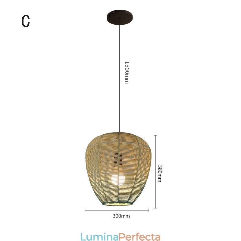 Lampă suspendată din frânghie din hârtie Country Retro Gradient Blue Plafoniera