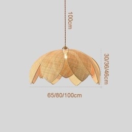 Rattan Lotus Pendant Light Cafe Retro Rattan Art Plafoniera