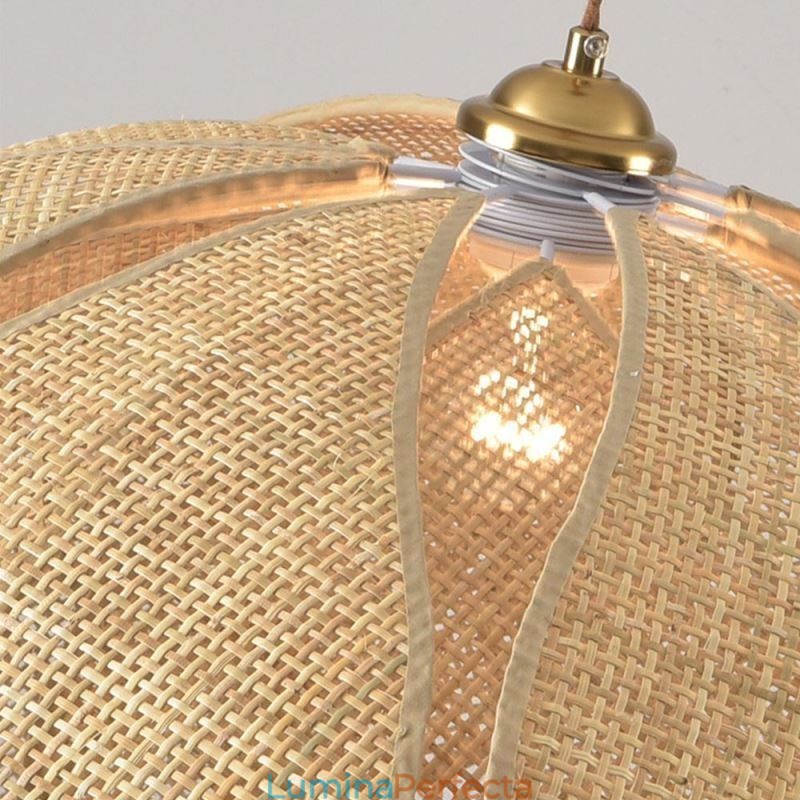 Rattan Lotus Pendant Light Cafe Retro Rattan Art Plafoniera
