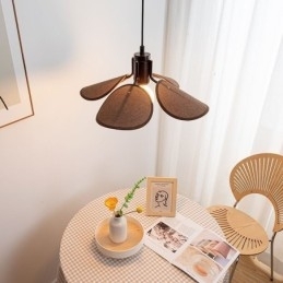 Plafoniera decorativă cu abajur din stofă în stil nordic Wabi Sabi