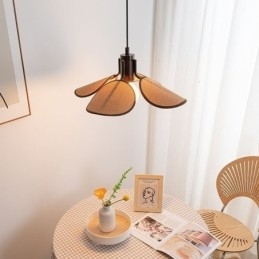 Plafoniera decorativă cu abajur din stofă în stil nordic Wabi Sabi