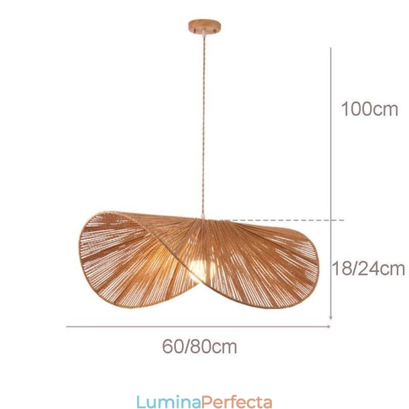 Lampă cu pandantiv retro Plafoniera cu frânghie de cânepă cu pălărie de paie Wabi Sabi