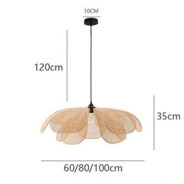 Plafoniera din ratan țesut manual în stil Wabi Sabi cu petale