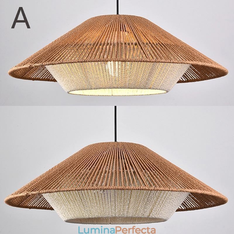 Plafoniera țesută manual cu frânghie de cânepă