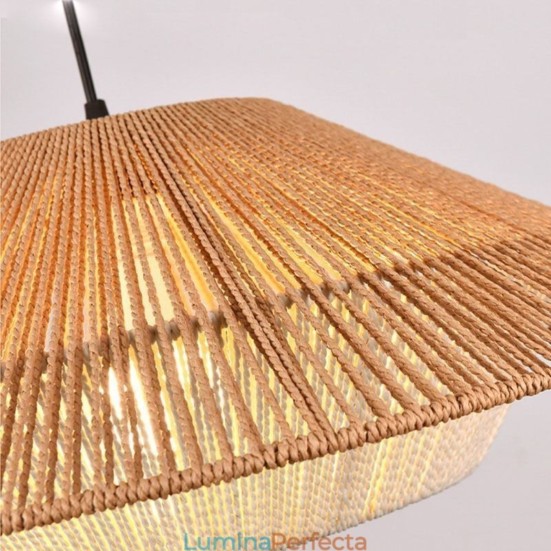 Plafoniera țesută manual cu frânghie de cânepă