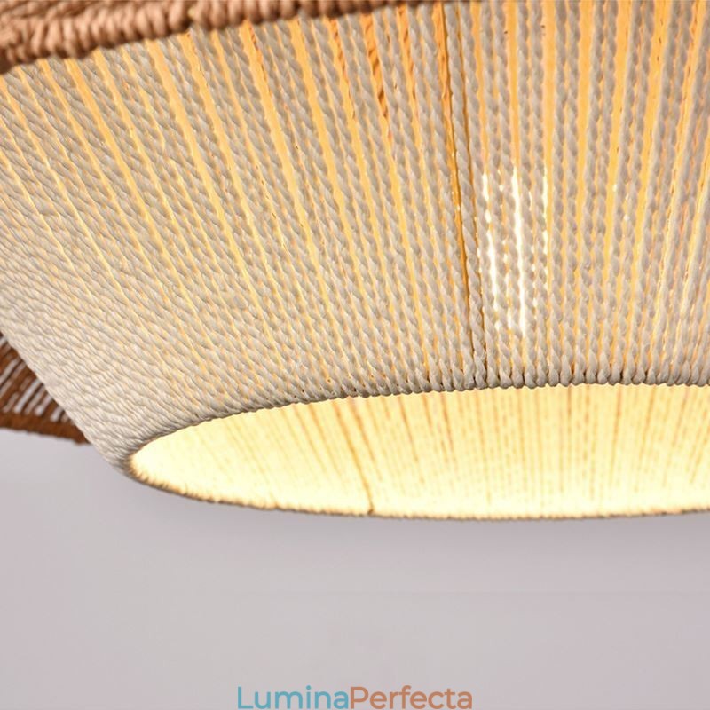 Plafoniera țesută manual cu frânghie de cânepă