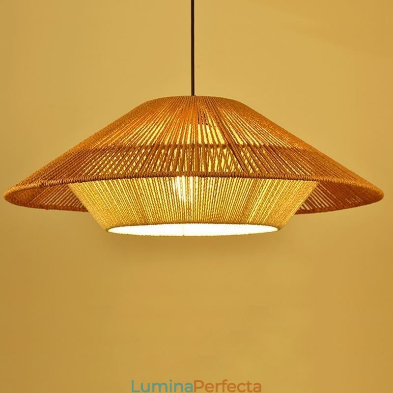 Plafoniera țesută manual cu frânghie de cânepă