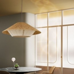 Plafoniera țesută manual cu frânghie de cânepă