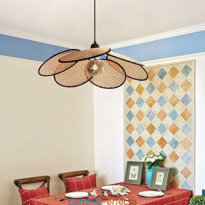 Lampă suspendată Lampă naturală simplă țesută manual