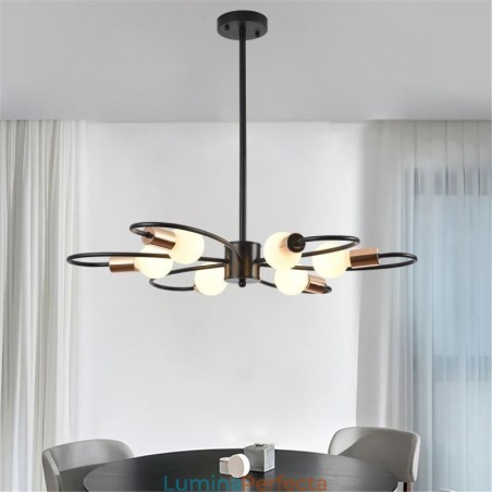Candelabru rustic 6 lumini petale clasice plafon suspendat Candelabru rustic 6 lumini petale clasice plafon suspendat
