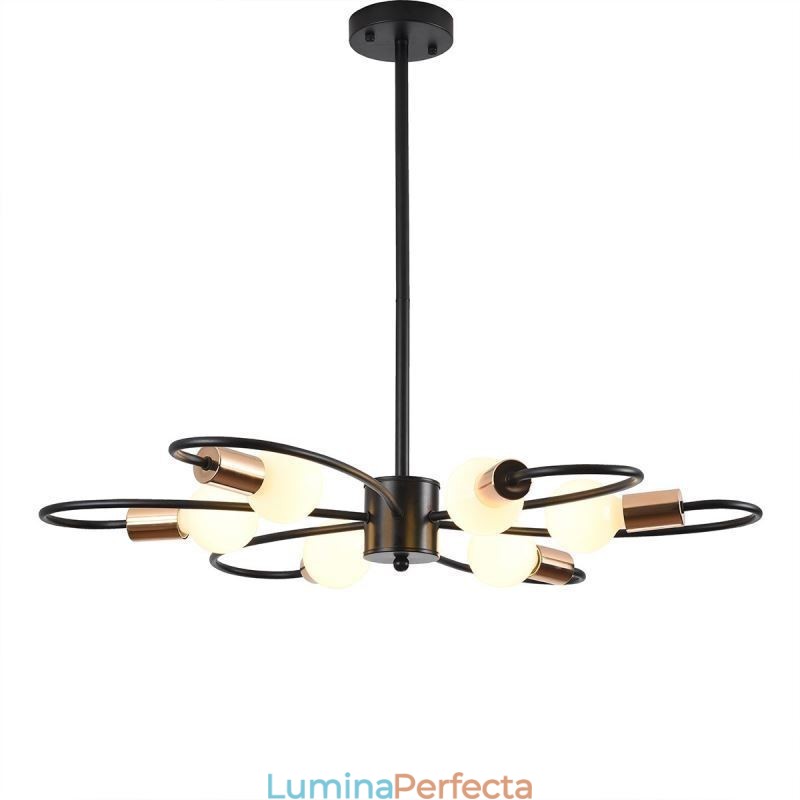 Candelabru rustic 6 lumini petale clasice plafon suspendat