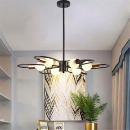 Candelabru rustic 6 lumini petale clasice plafon suspendat