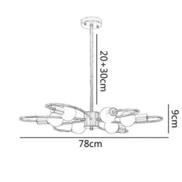 Candelabru rustic 6 lumini petale clasice plafon suspendat
