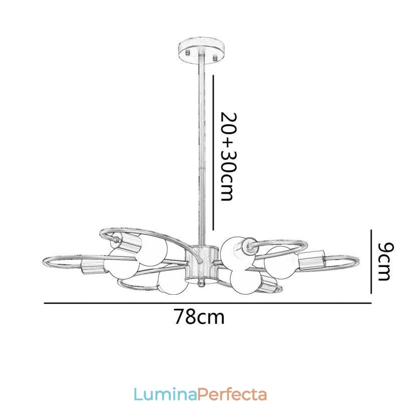 Candelabru rustic 6 lumini petale clasice plafon suspendat