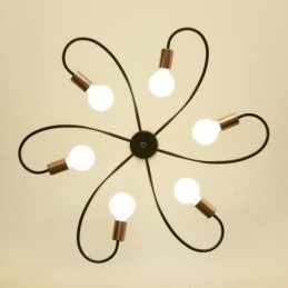 Candelabru rustic 6 lumini petale clasice plafon suspendat