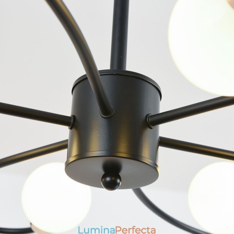 Candelabru rustic 6 lumini petale clasice plafon suspendat