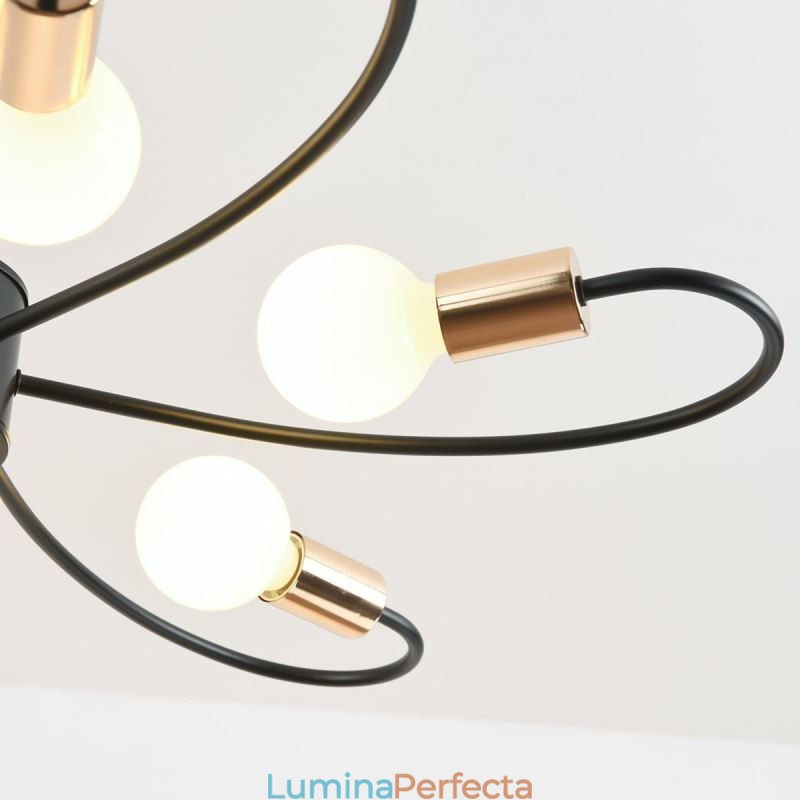 Candelabru rustic 6 lumini petale clasice plafon suspendat