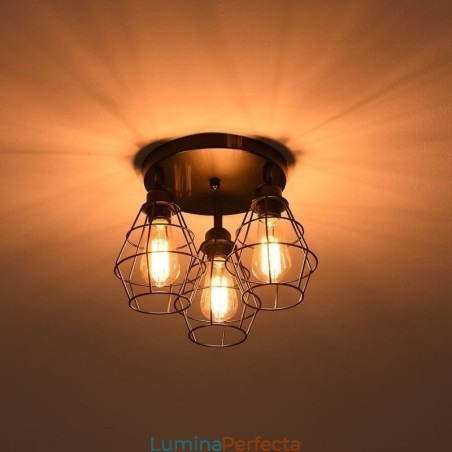Plafoniera industrială cu montaj încastrat Lampă de tavan cu 3 lumini din metal Plafoniera industrială cu montaj încastrat Lampă de tavan cu 3 lumini din metal