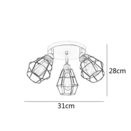 Plafoniera industrială cu montaj încastrat Lampă de tavan cu 3 lumini din metal