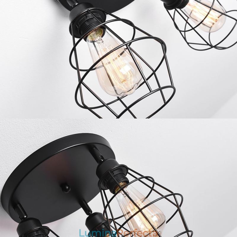 Plafoniera industrială cu montaj încastrat Lampă de tavan cu 3 lumini din metal