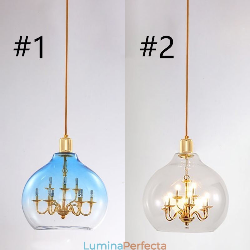 Plafoniera din sticla moderna minimalista din fier forjat 9 lumini