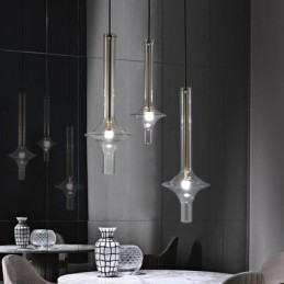 Lampă suspendată cu tub de sticlă Plafoniera modernă minimalistă din fier forjat