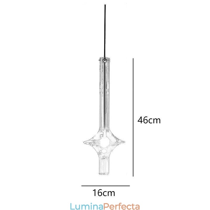 Lampă suspendată cu tub de sticlă Plafoniera modernă minimalistă din fier forjat
