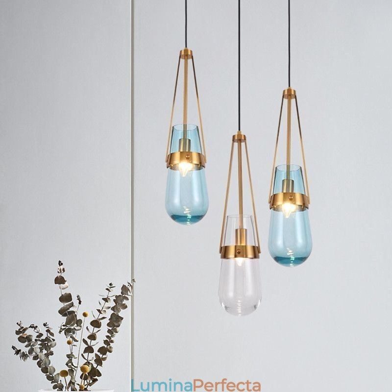 Lampă suspendată din sticlă cu picătură de apă, plafon mică, modernă, minimalistă, din fier forjat