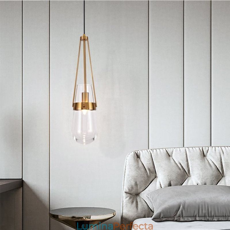 Lampă suspendată din sticlă cu picătură de apă, plafon mică, modernă, minimalistă, din fier forjat