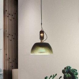 Plafoniera mică cu fustă plisată din sticlă, modernă, minimalistă, din fier forjat
