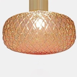 Plafoniera din sticlă grilă, modernă, simplă, din fier