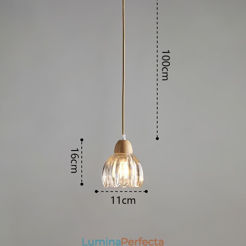 Lampă suspendată din sticlă în stil pastoral retro Lampă decorativă din lemn de cauciuc