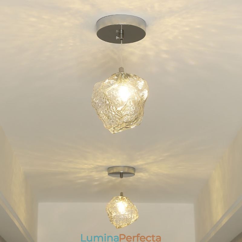 Lampă suspendată din sticlă Lampă decorativă retro Abajur în formă de cub de gheață