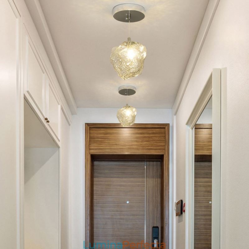 Lampă suspendată din sticlă Lampă decorativă retro Abajur în formă de cub de gheață