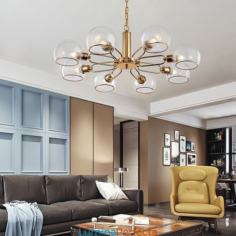 Plafoniera din sticlă, modernă, minimalistă, din fier forjat