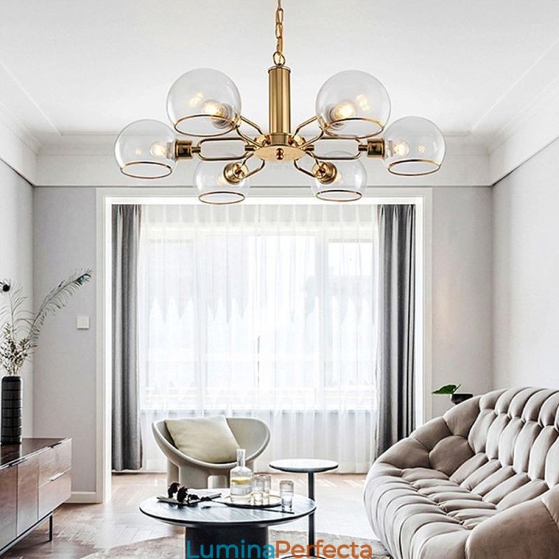 Plafoniera din sticlă, modernă, minimalistă, din fier forjat