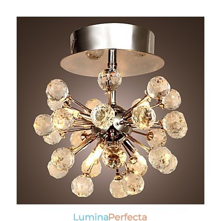 Candelabru modern, contemporan, din cristal, în stil mini, din metal cromat Candelabru modern, contemporan, din cristal, în stil mini, din metal cromat