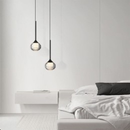 Lampă suspendată din sticlă simplă Plafoniere decorative negre