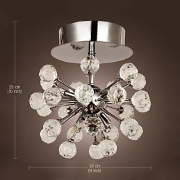 Candelabru modern, contemporan, din cristal, în stil mini, din metal cromat
