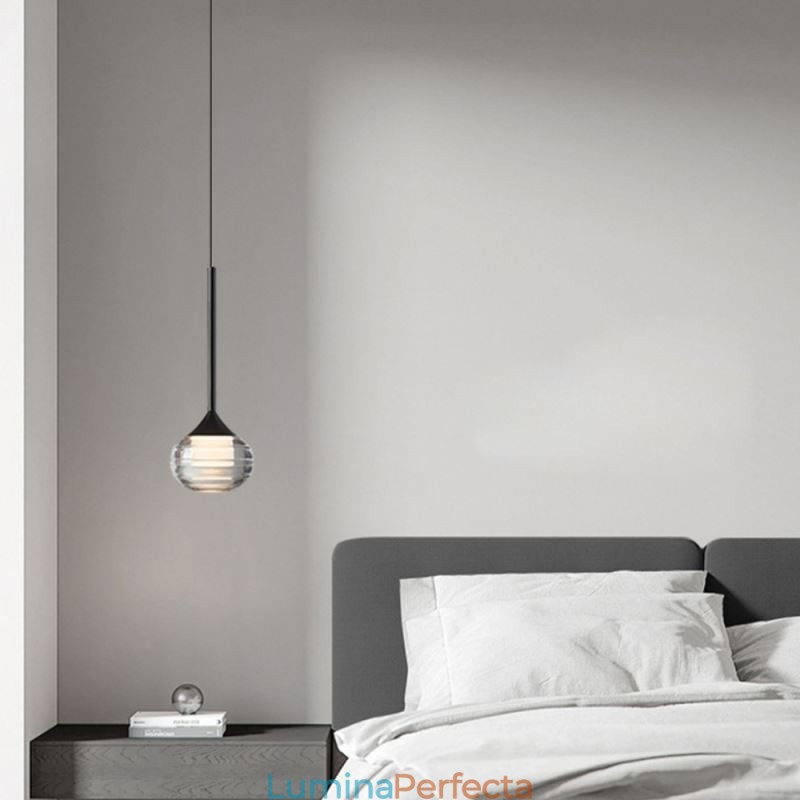 Lampă suspendată din sticlă simplă Plafoniere decorative negre