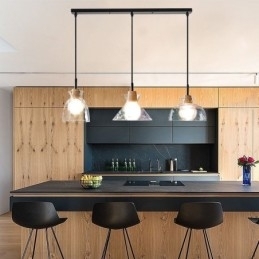 Lampă suspendată modernă simplă, sticlă permeabilă la apă, 3 plafoniere de noptieră