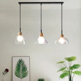 Lampă suspendată modernă simplă, sticlă permeabilă la apă, 3 plafoniere de noptieră