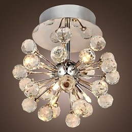 Candelabru modern, contemporan, din cristal, în stil mini, din metal cromat