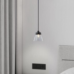 Lampă suspendată modernă din sticlă Lampă suspendată unică cu abajur din sticlă transparentă